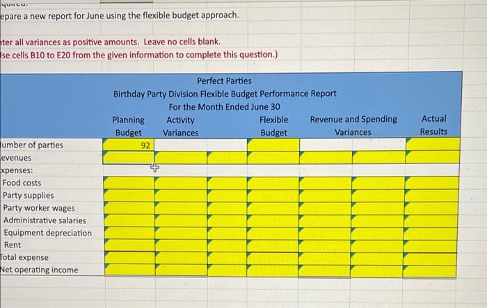 E F G 2 Perfect Parties, Inc. has several divisions. One division