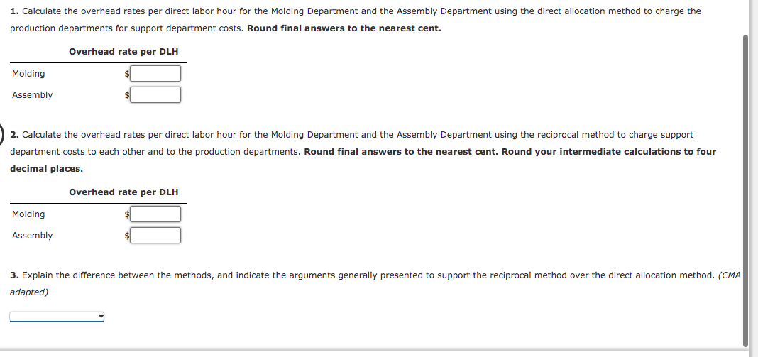 is developing departmental overhead rates based on direct labor hours for its