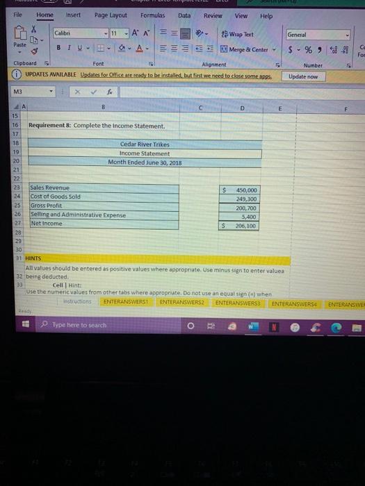 requirement 7 File Home Insert Page Layout Formulas Data Review View Help