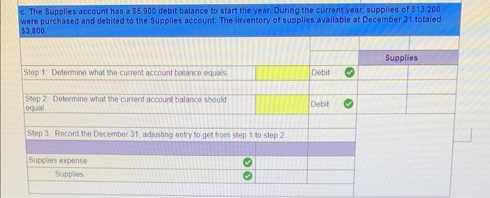 account at December 31 Step 1: Determine what the current account balance