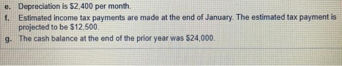 budgets for the first two months of the upcoming year. Here is