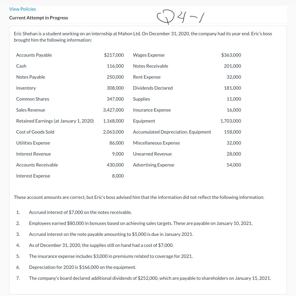 with formula please and thank you. View Policies Current Attempt in Progress