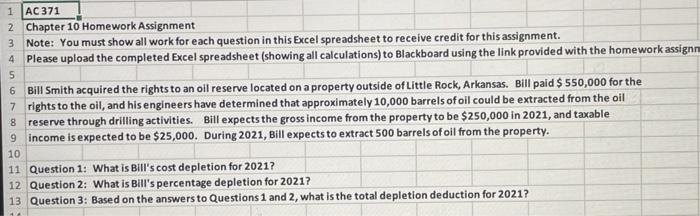  1 AC 371 2 Chapter 10 Homework Assignment 3 Note: You