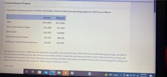 please help this problem is due today Current Attempt in Progress Carla