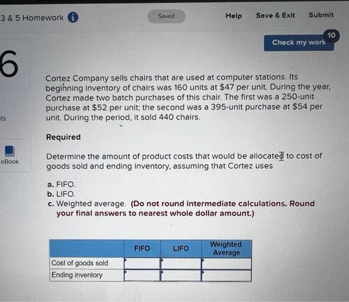 a.b. c. 3 & 5 Homework i Saved Help Save & Exit