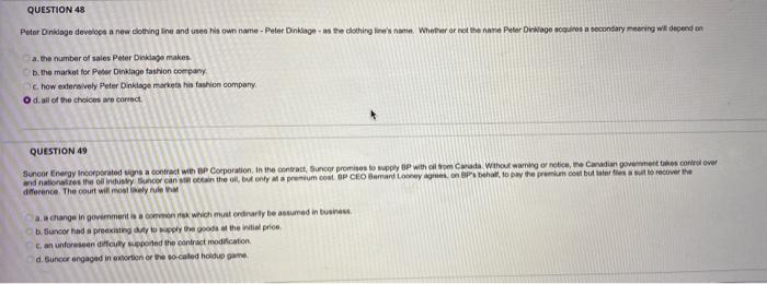 help on 48 and 49 please? QUESTION 48 Peter Dinklage develop a