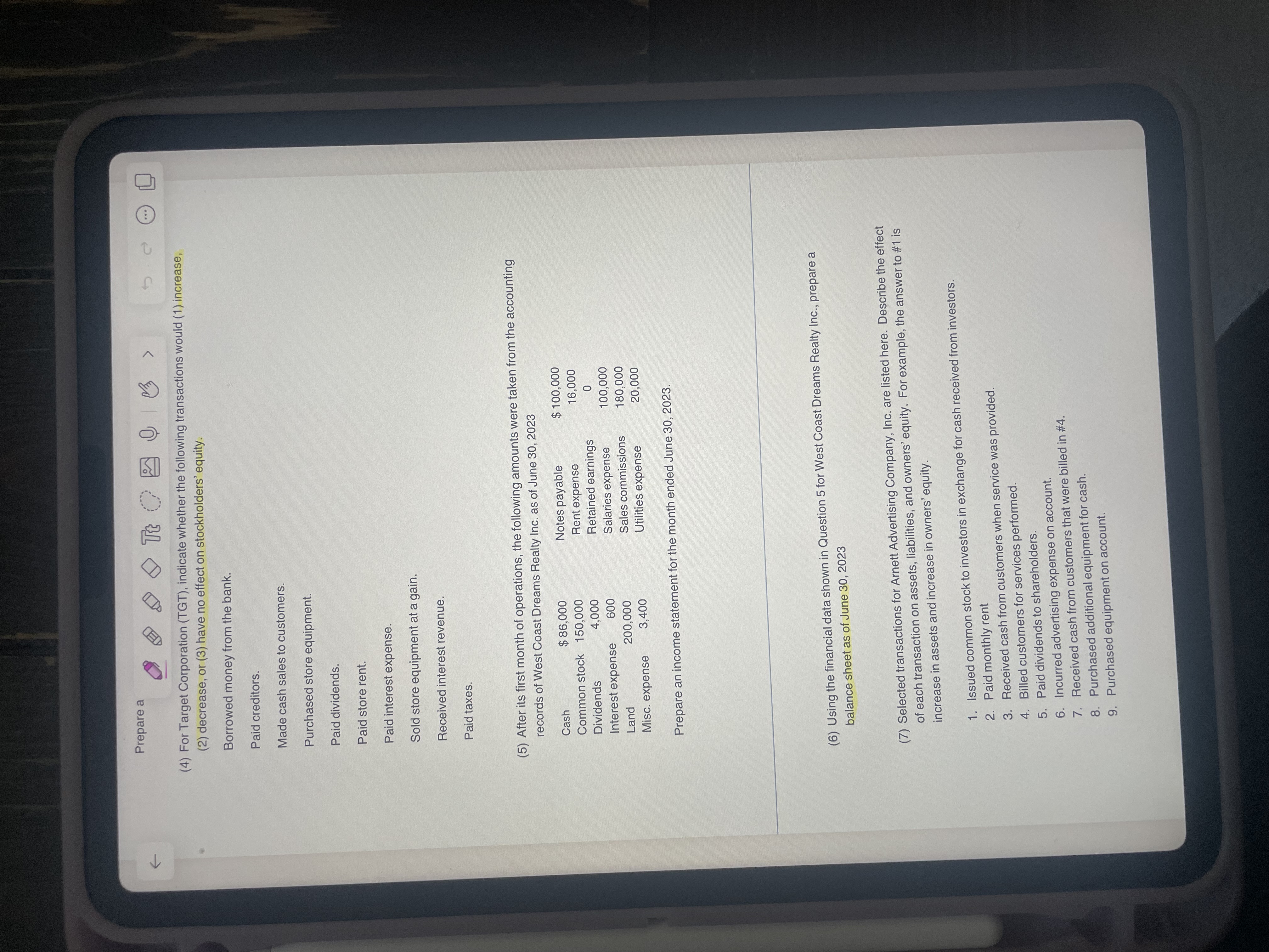  (4) For Target Corporation (TGT), indicate whether the following transactions would