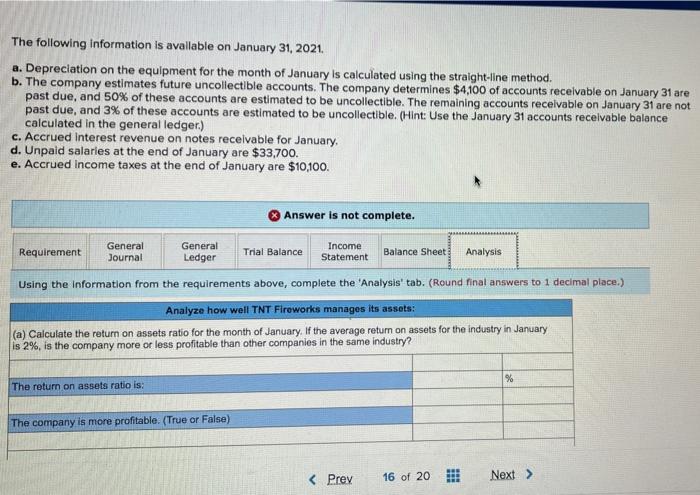 transactions (L07-4, 7-7) (GL) On January 1, 2021, the general ledger of
