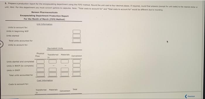 Pharmaceuticals uses a process-costing system to compute the unit costs of the