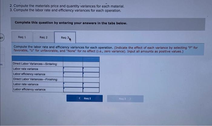Y661. The company uses a standard cost system, with the following standards