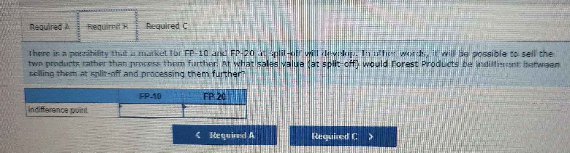 manufactures three products (FP-10. FP-20, and FP-40) from a single, joint input.