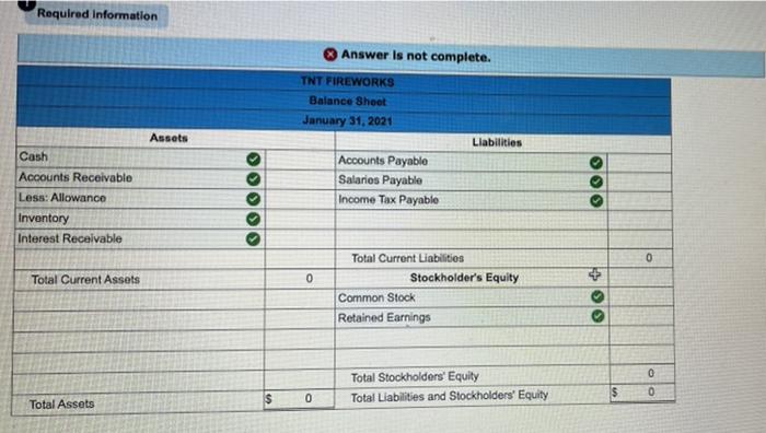 questions displayed below.) On January 1, 2021, the general ledger of TNT