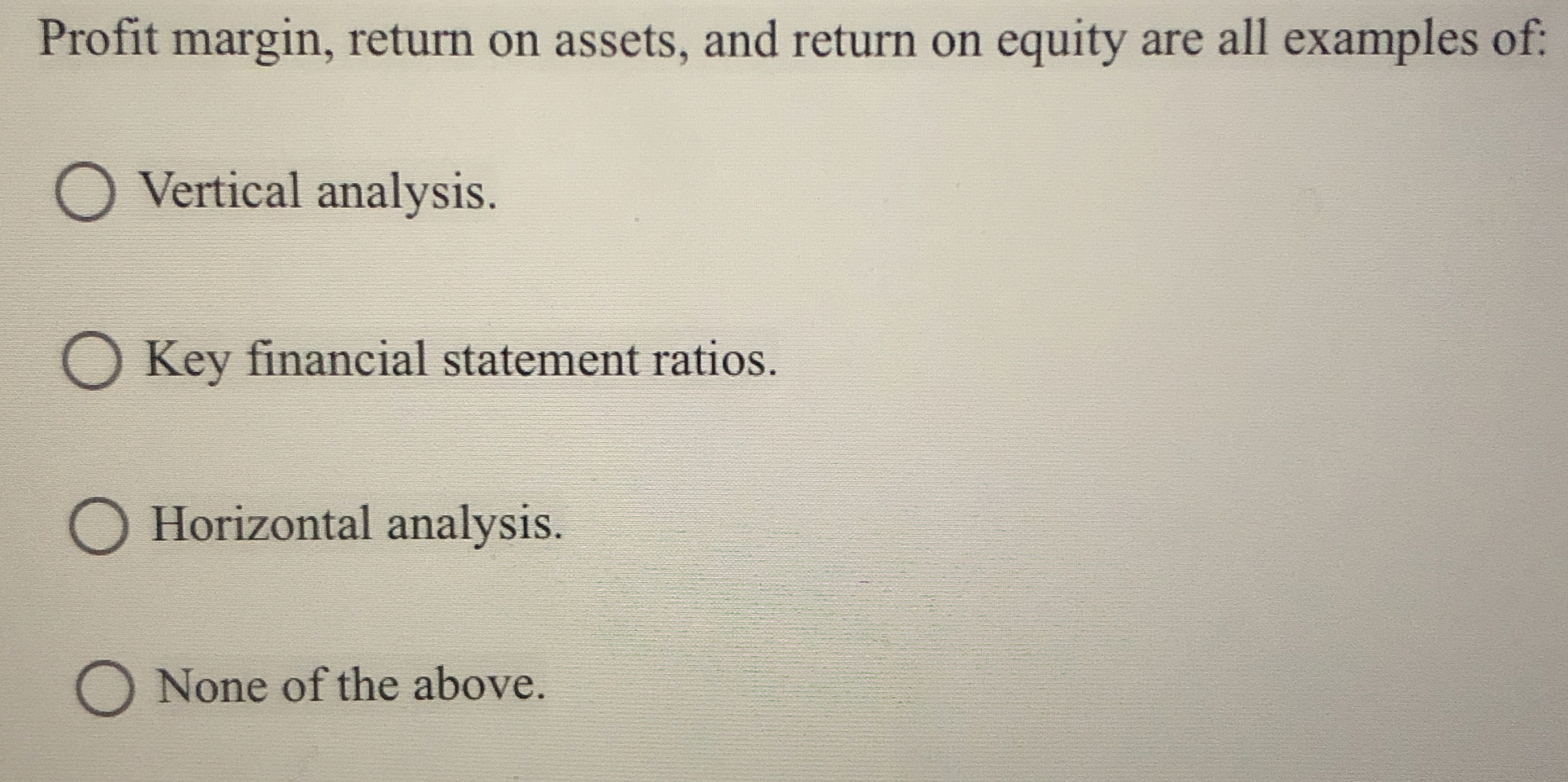 Profit margin, return on assets, and return on equity are all