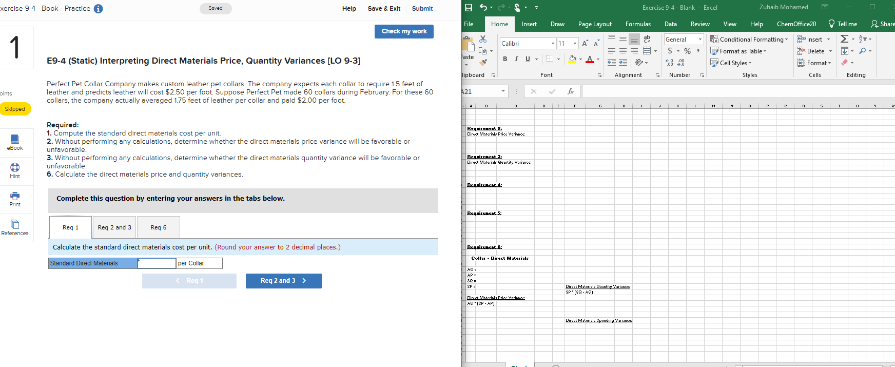 answer the questions in excel xercise 9-4 - Book - Practice Saved