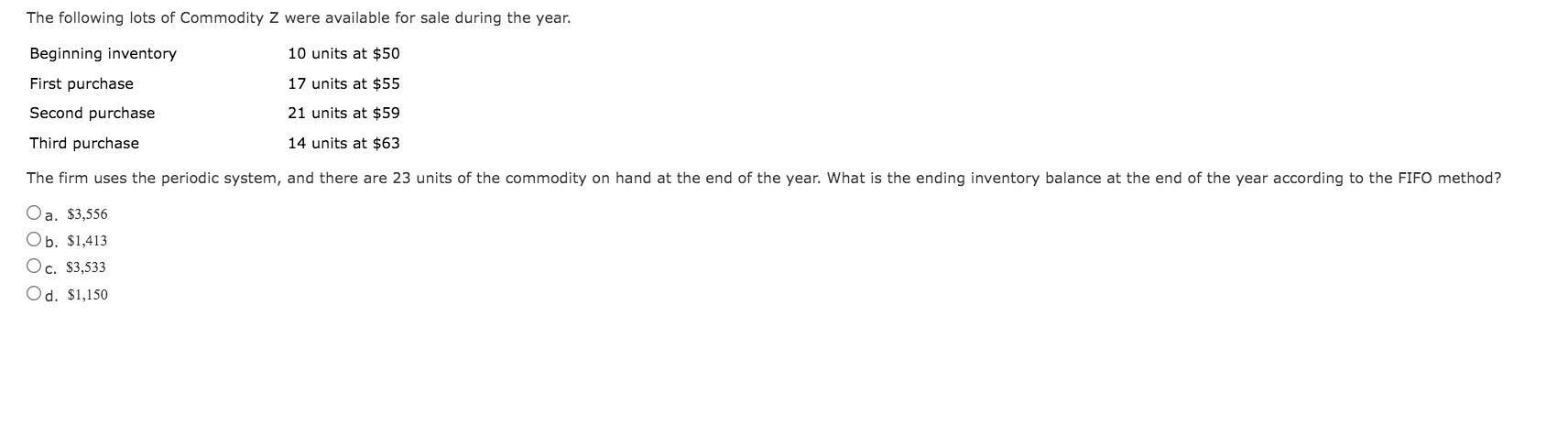 Purchase 7 $18 10 Sale 3 17 Purchase 11 $17 20 Sale