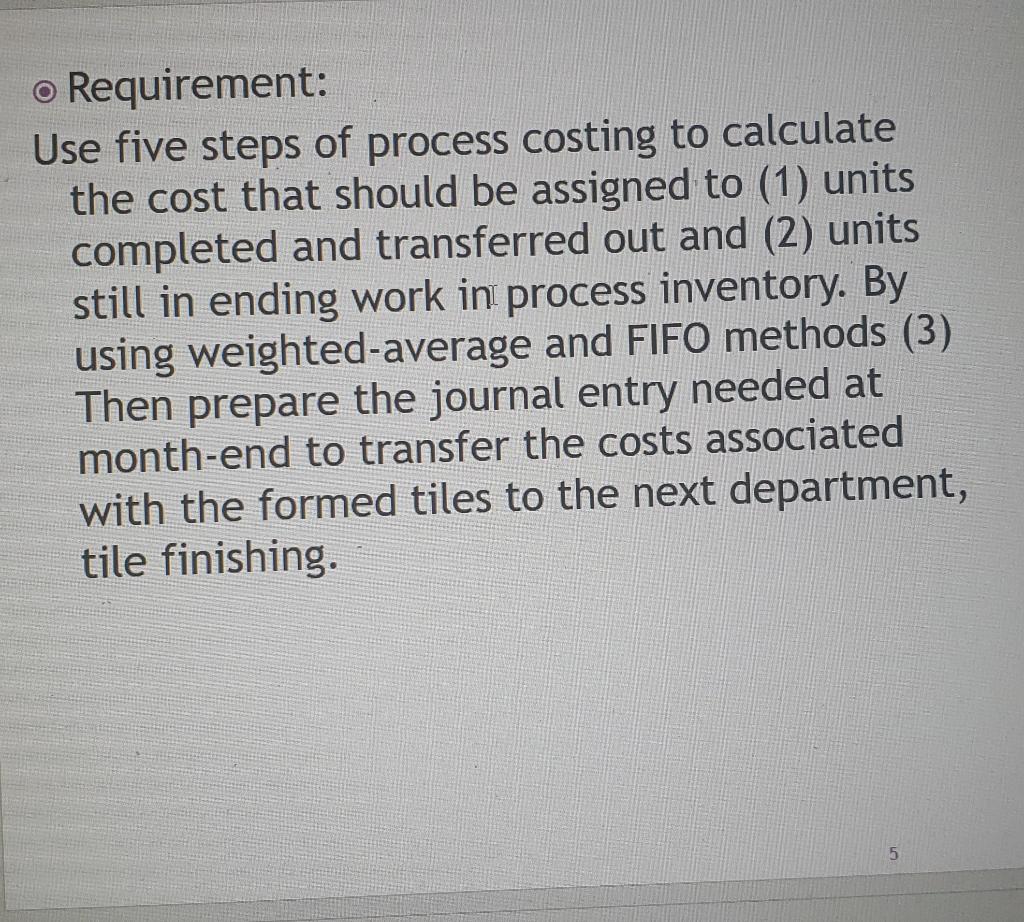 Tile-Forming and Tile-Finishing. The following information was found for Florida Tile's first