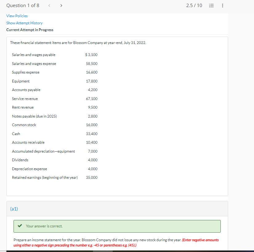 1RR. BLOSSOM COMPANY NOTE: Please provide answer with proper Dropdown selection and