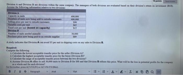 solve it plz 10 points LA Division A and Division B are