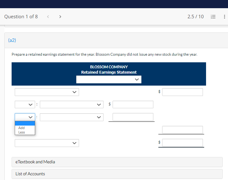 issue any new stock during the year. Prepare a retained earnings statement