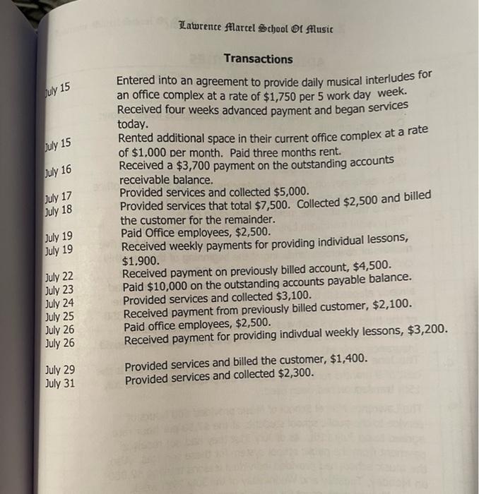 for all journal entries for the entire month. there's a transactions general