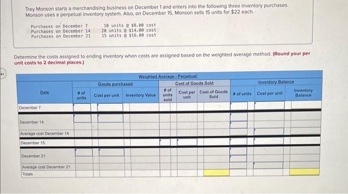 into the following three inventory purchases. Monson uses a perpetual inventory system.