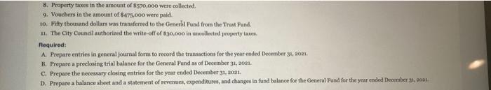 Expenditures, and Changes in Fund Balance LO B: The trial balance for