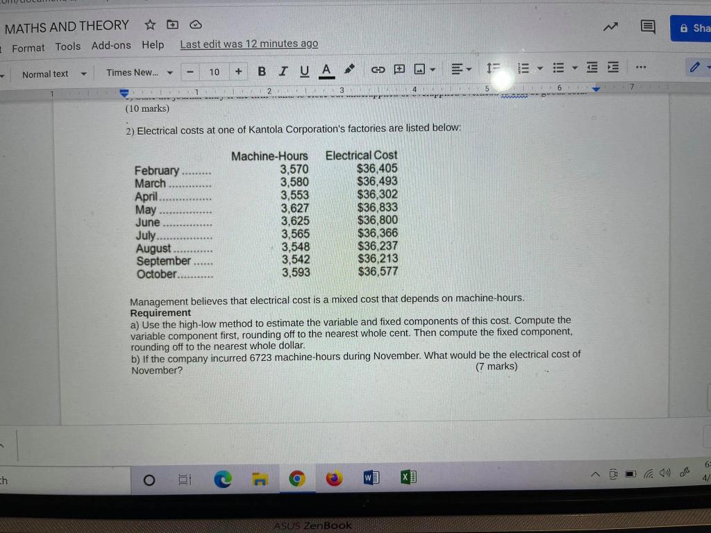 Sha MATHS AND THEORY DO 1 Format Tools Add-ons Help Last