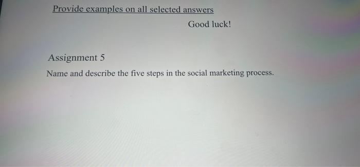  give an example with the answer Provide examples on all selected