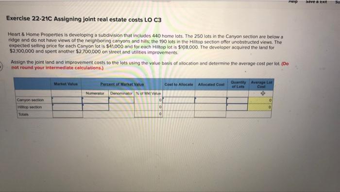answer and why herp save Exit Exercise 22-210 Assigning joint real estate