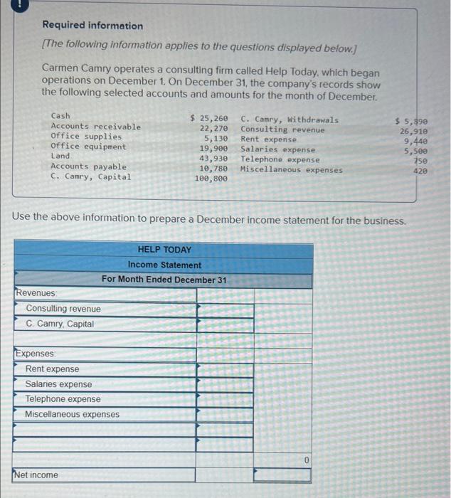 This is a Three part Question please help! Required information [The following