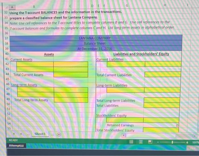 asked you to prepare the classified balance sheet based on the T-Account