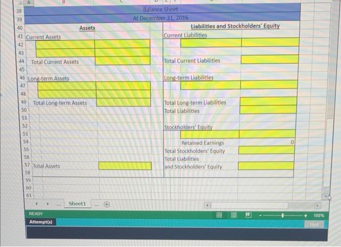 balances. Use the information included in the Excel Simulation and the Excel