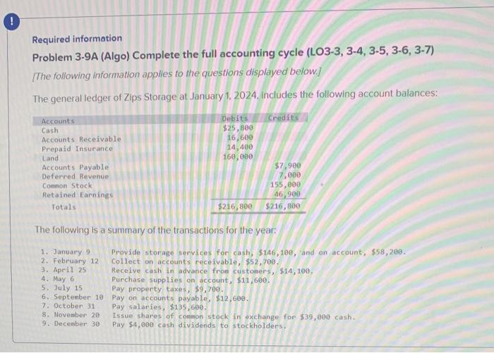  Please answer quickly, I rate good! :)7) Required information Problem 3-9A