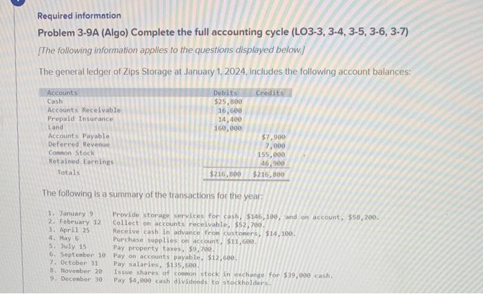  Please answer quickly, I rate good! :)6) Required information Problem 3-9A