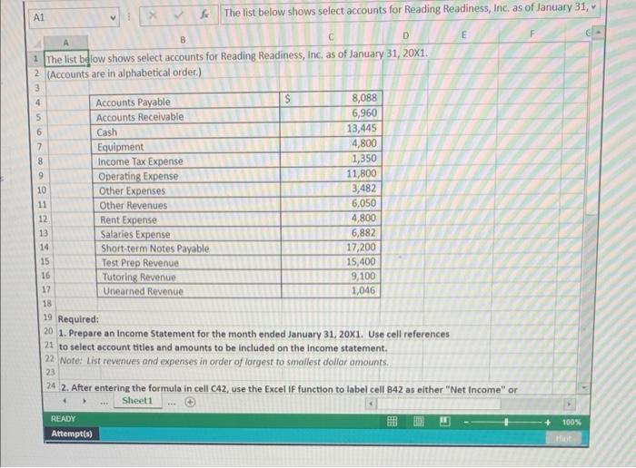 ENTERED AS A FORMULA Preparing an Income Statement using Excel's SUM, IF