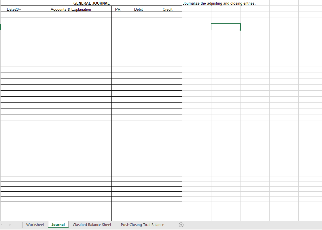 Sheet and post closing trial balance. (Here are the pictures of the