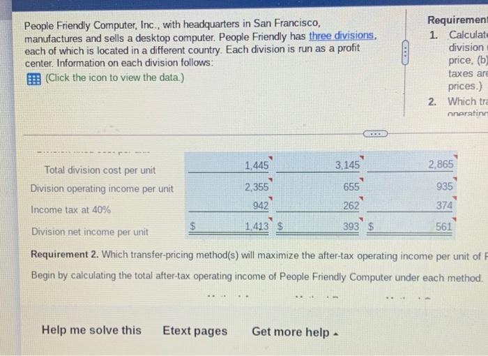 located in a different country. Each division is run as a profit