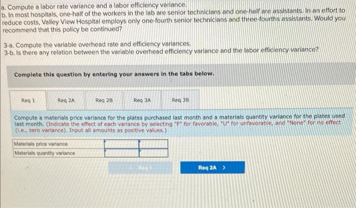 Hospital, is concerned about the costs for tests in the hospital's lab,