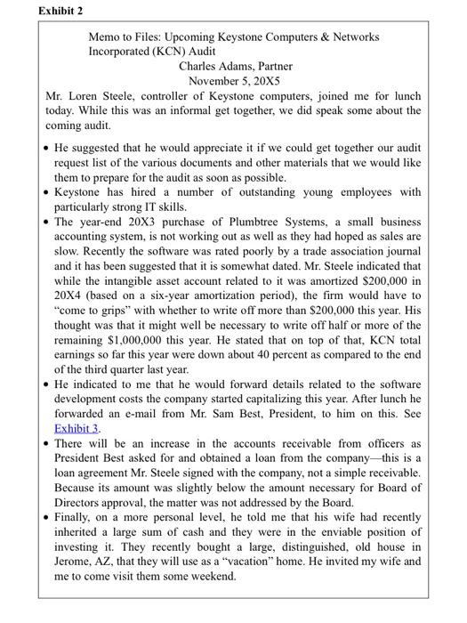 of management that has been prepared by an audit team staff member