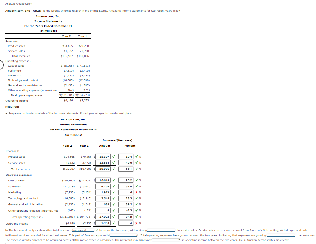 What is the correct response for the items with an X? Analyze