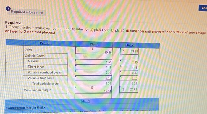 cost, and volume changes for contribution margin and net income LO P2,