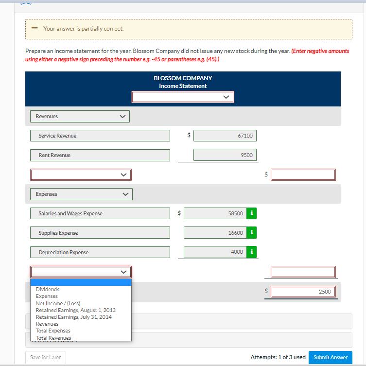 Blossom Company did not issue any new stock during the year. (Enter
