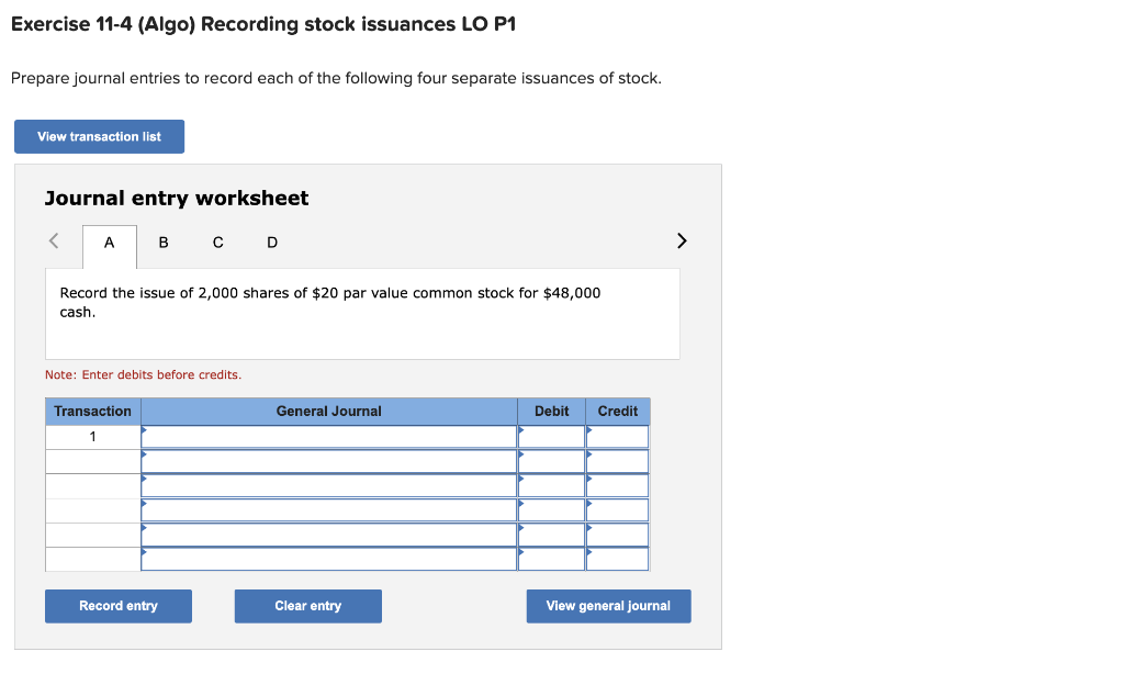 the following information for Exercises 4-5 below. (Algo) [The following information applies