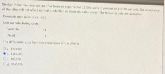 please answer this question quick (will like up) Stryker Industries received an