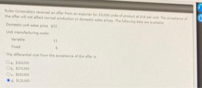 please answer this question quick (will like up) Rylan Corporation received an