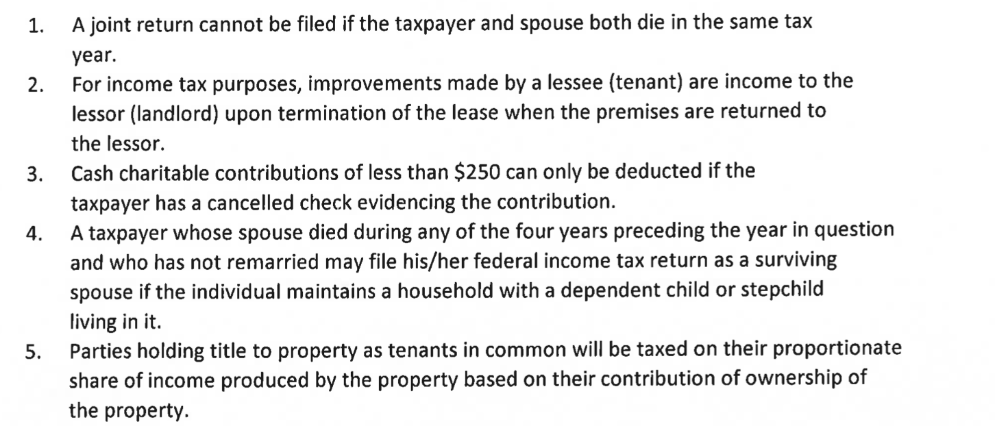 True or False questions please answer all questions 1. A joint return