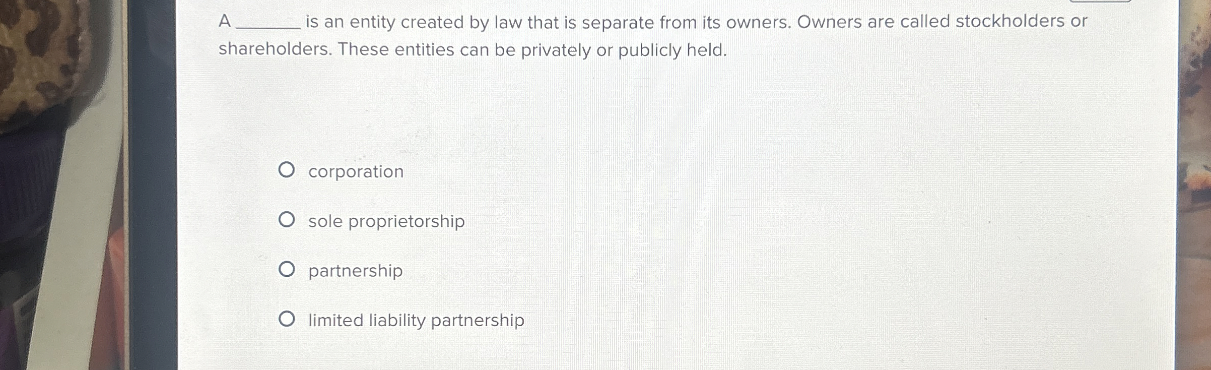  t is an entity created by law that is separate from