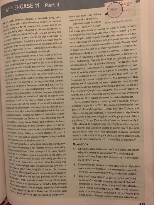  Answer questions two and three! Google CHAPTERCASE 11 Part 11 15