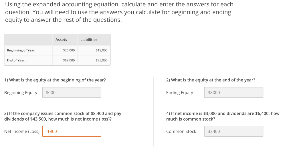 only the question with the outlined red box Using the expanded accounting