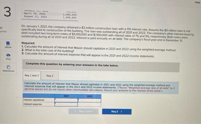 (LO10-7) 10 points On January 1, 2021, the company obtained a $3